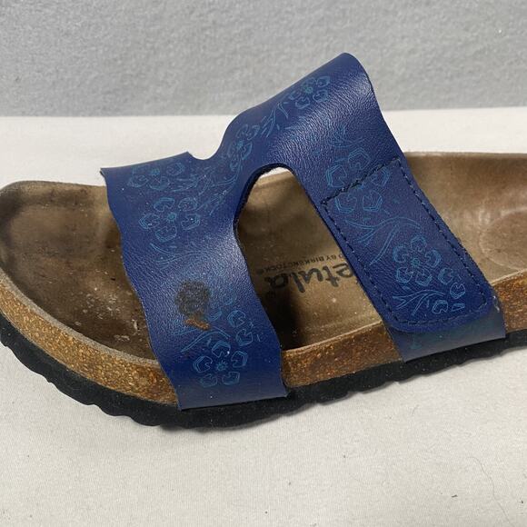 Birkenstock Betula Blue Floral Sandals Leather Slip On Shoes Womens 39 US 8 - Picture 8 of 9